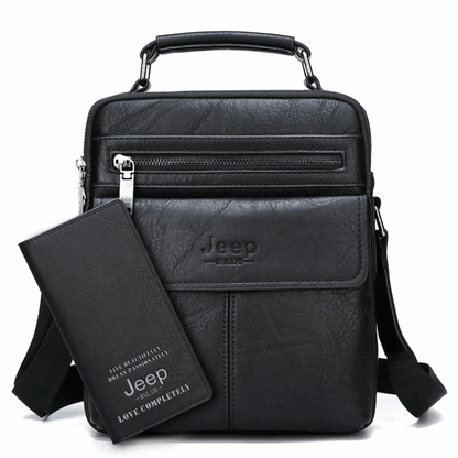 2pc Durable  & Stylish Men's Split Leather Crossbody Messenger Bag