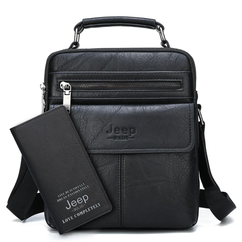 2pc Durable  & Stylish Men's Split Leather Crossbody Messenger Bag