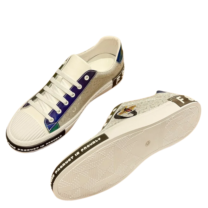 Casual & Classic Men's Luxury Italian Leather Bee Style Sneakers