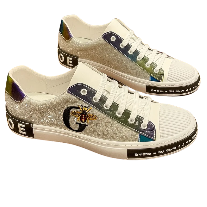 Casual & Classic Men's Luxury Italian Leather Bee Style Sneakers