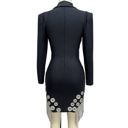 Black Diamond Suit Collar Bandage Dress