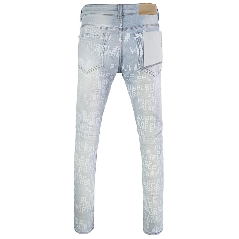 Light Blue, Stretch, Low Rise Men's Retro Graffiti Skinny Jeans
