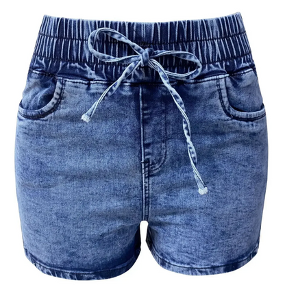 Slim Fit, Pleated, Summer Women's Mid-Waist Denim Shorts