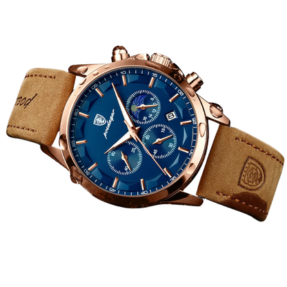 Waterproof & Leather Strap Luxury Men's Chronograph Watch