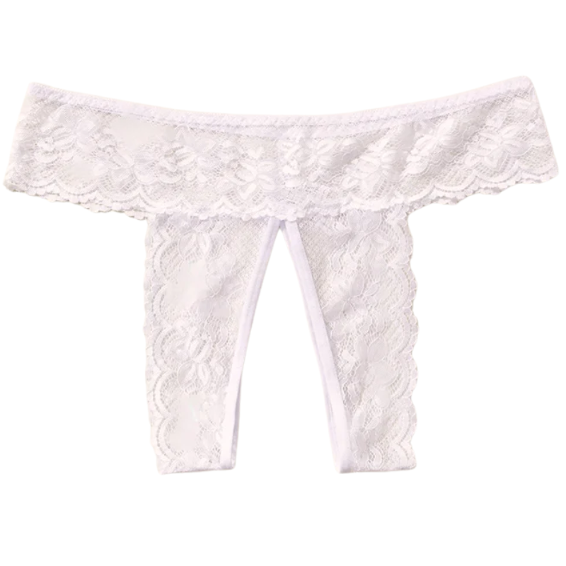 Sexy Lace Open Crotch Women’s Panties Solid Color Briefs