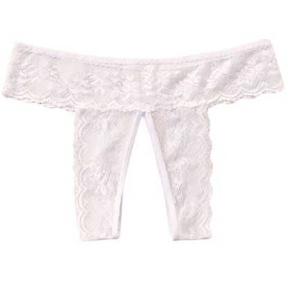 Sexy Lace Open Crotch Women’s Panties Solid Color Briefs