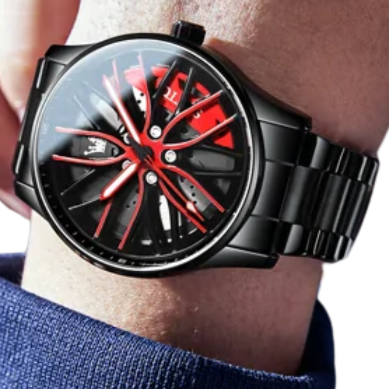 Waterproof Sport Rim Quartz OLEVS Luxury Wheel Watch for Men