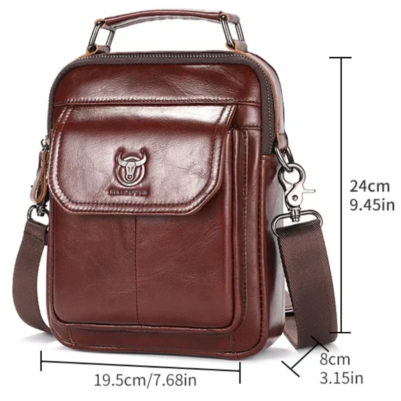 Retro Cowhide Men's Leather Crossbody Bag