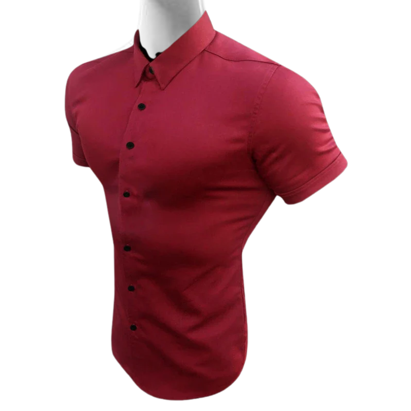 Trendy Summer Men’s Slim Fit Dress Shirt with Short Sleeves