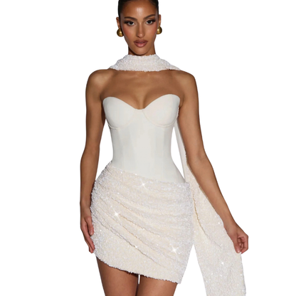 Strapless sequined dress