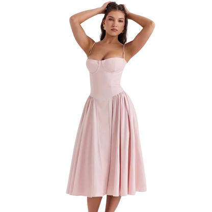 Suspender Mid-Length Dress with Chest Support