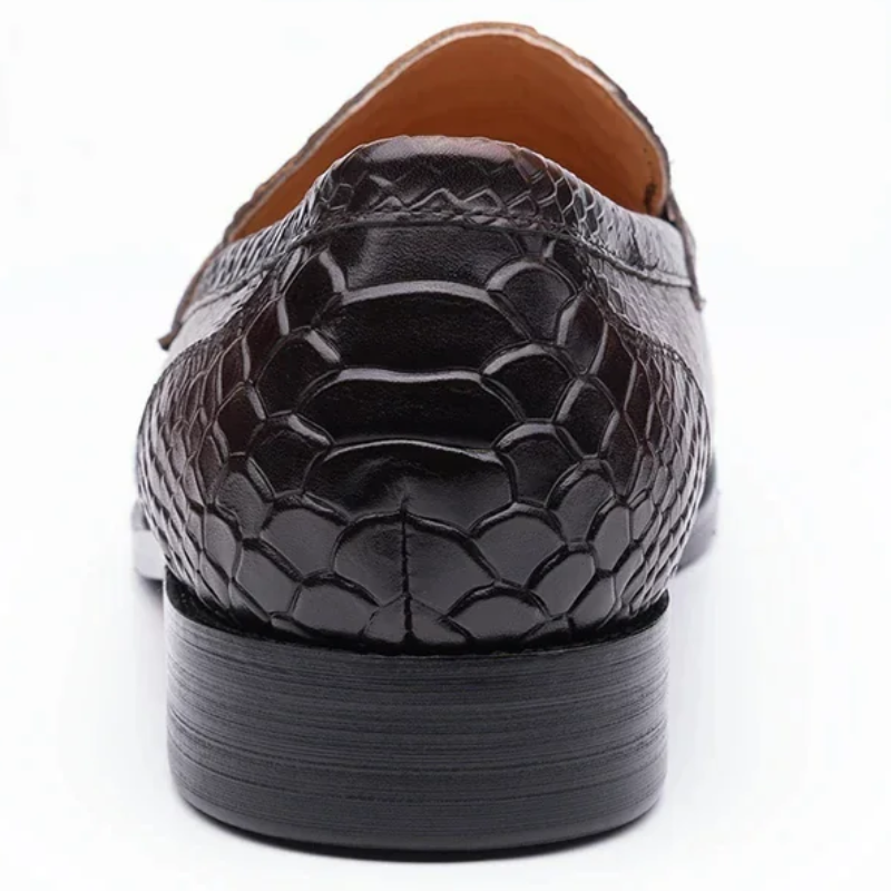 Men’s Casual Handmade Snake Print Leather Dress Shoes Loafers