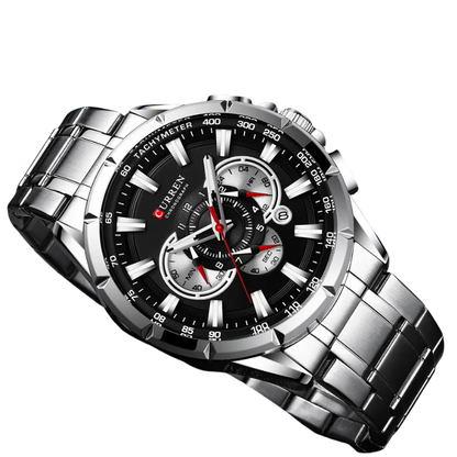 Steel Band, Big Dial, Luminous Curren Men's Chronograph Watch