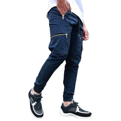 Slim Fit, All-Season Men's Mid-Waist Casual Sport Trousers