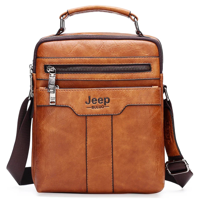 JEEP Men's Split Leather Business Messenger Crossbody Shoulder Bags