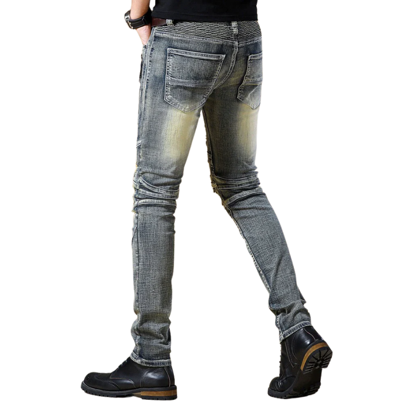 Ripped European and American Distressed Trendy Patchwork Biker Jeans