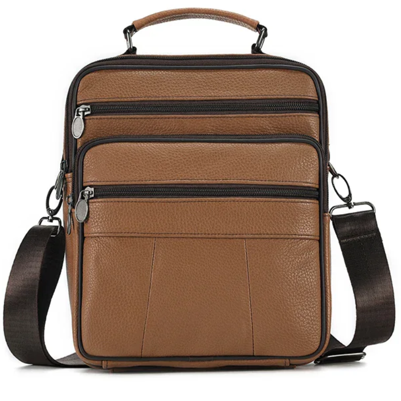 Sling Satchel Men's Genuine Leather Crossbody Bag for iPad,