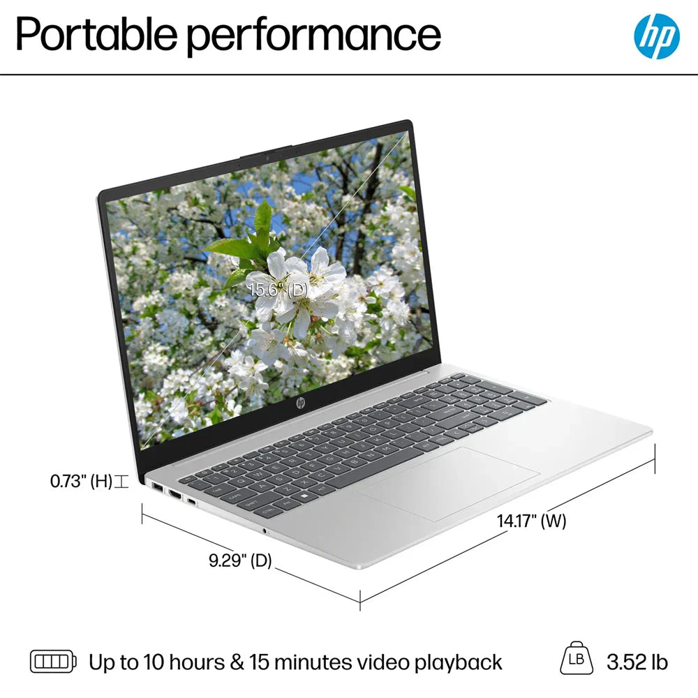 HP 15.6" Touch Laptop, i3-1215U, 64GB RAM, 2TB SSD, Silver