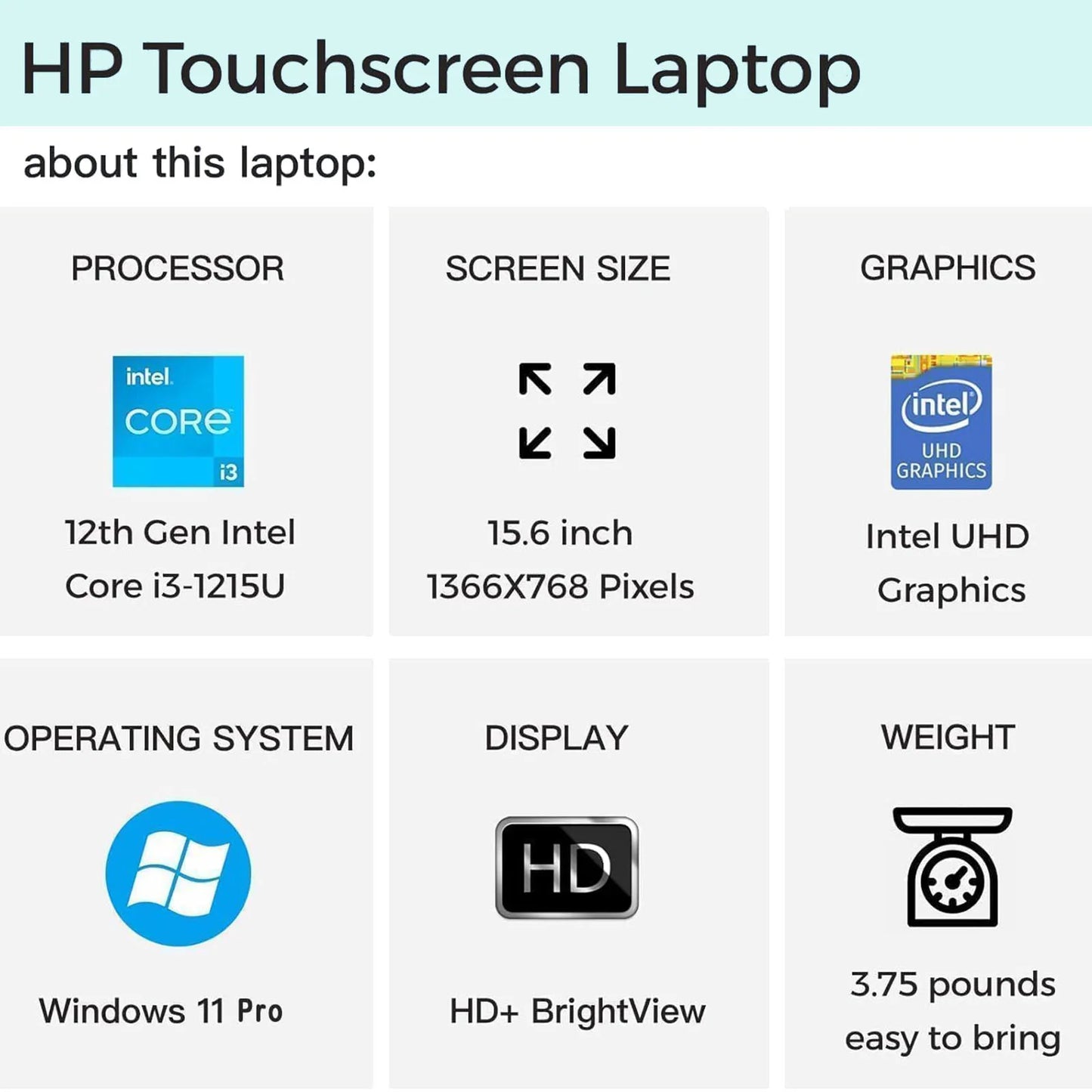 HP 15.6" Touch Laptop, i3-1215U, 64GB RAM, 2TB SSD, Silver