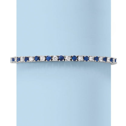 6.00 CTW Created White & Blue Sapphire Tennis Bracelet in 14K Gold Overlay – 7.25”