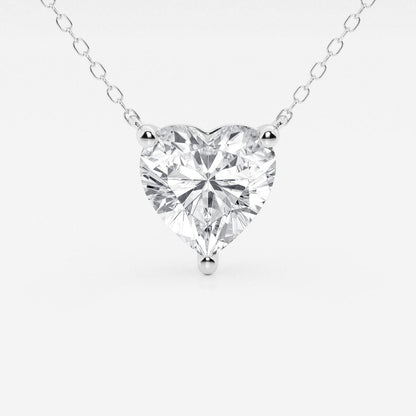 2.00 CTW Floating Heart Shape Lab Grown Diamond Solitaire Pendant Necklace F/G VS1 AGI Certified in 14K White or Yellow Gold