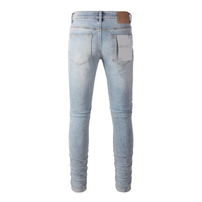 New Men's Water-Washed & Stylish Ripped Stretch Jeans