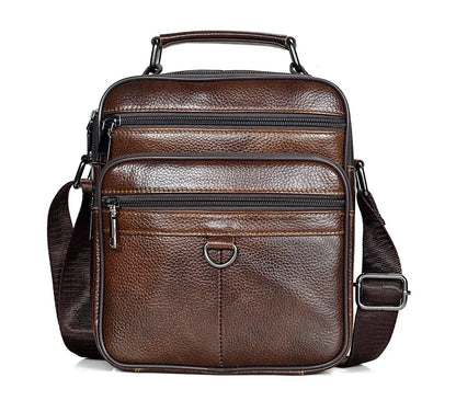 Men's Genuine Cowhide Leather Messenger Bag for Business & iPad Tote