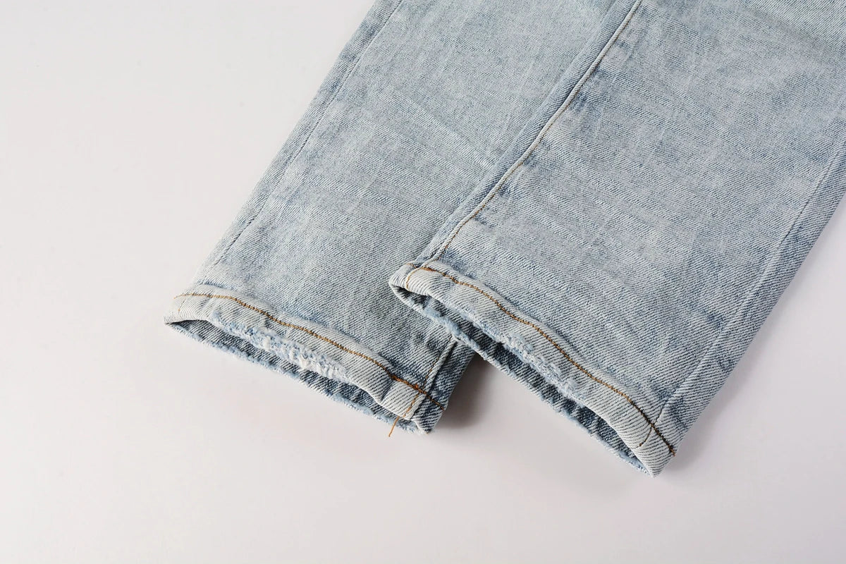 New Men's Water-Washed & Stylish Ripped Stretch Jeans