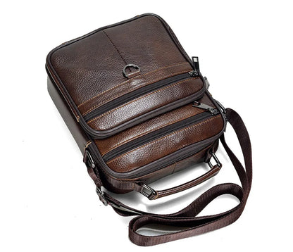 Men's Genuine Cowhide Leather Messenger Bag for Business & iPad Tote