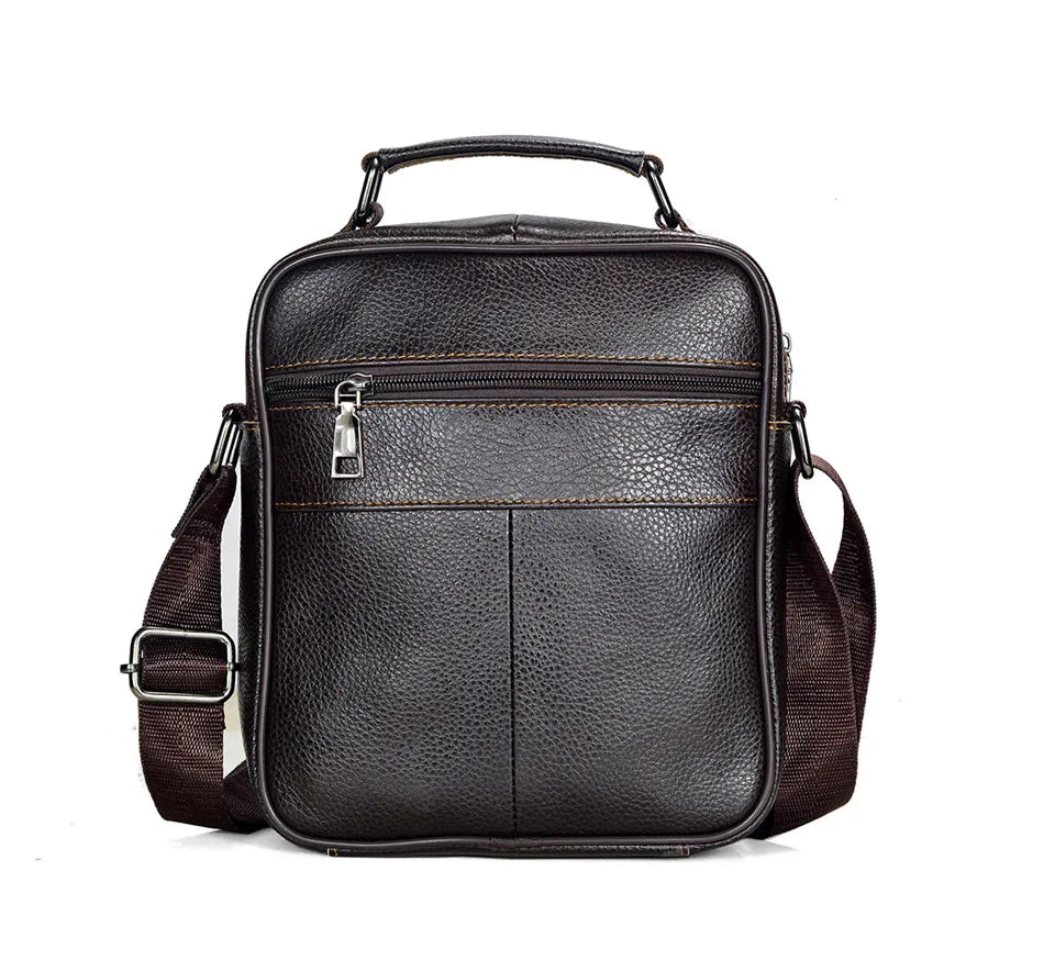 Men's Genuine Cowhide Leather Messenger Bag for Business & iPad Tote