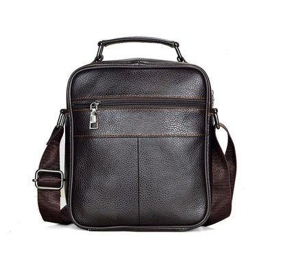 Men's Genuine Cowhide Leather Messenger Bag for Business & iPad Tote