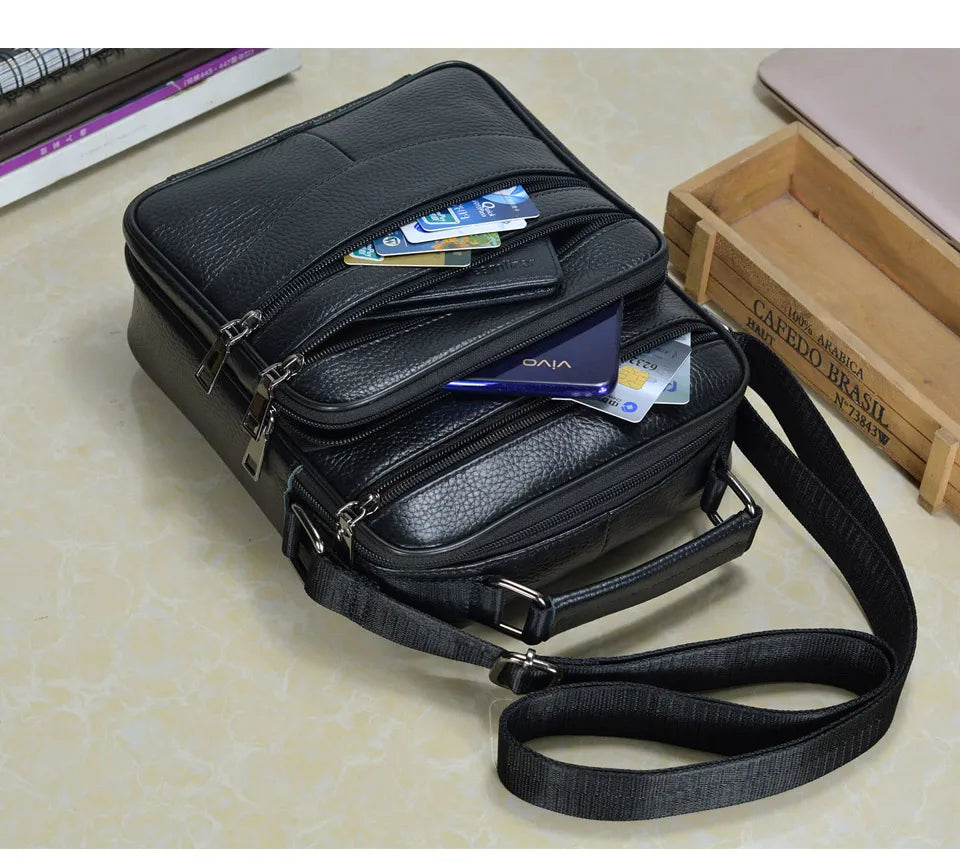 Genuine  Leather Messenger Bag for Business & iPad Tote