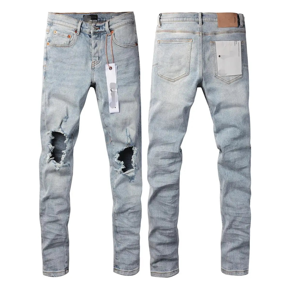 New Men's Water-Washed & Stylish Ripped Stretch Jeans