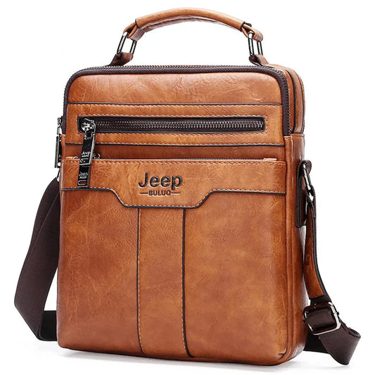 JEEP Men's Split Leather Business Messenger Crossbody Shoulder Bags