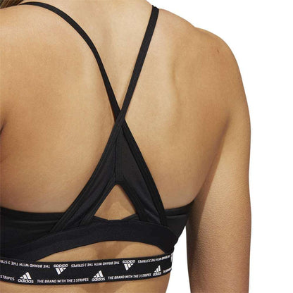 adidas Women's Training Light Support 3 Stripe Bra - Black White