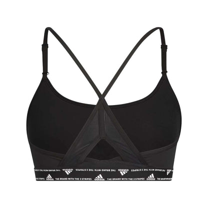 adidas Women's Training Light Support 3 Stripe Bra - Black White