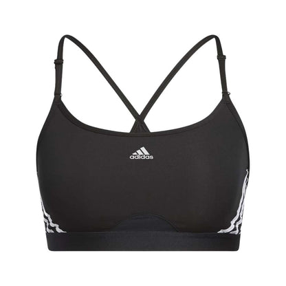 adidas Women's Training Light Support 3 Stripe Bra - Black White