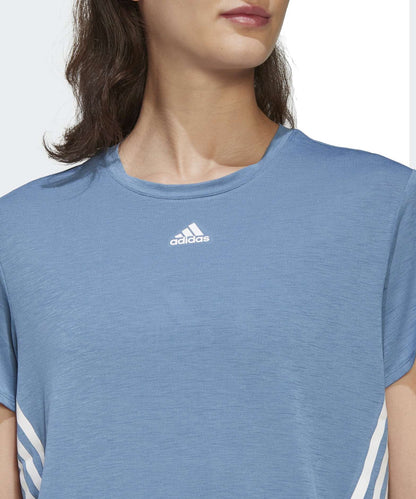 adidas Women's Trainicons 3-Stripes Tee - Altered Blue / White