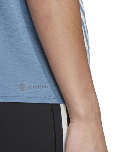 adidas Women's Trainicons 3-Stripes Tee - Altered Blue / White