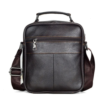 Men's Genuine Cowhide Leather Messenger Bag for Business & iPad Tote