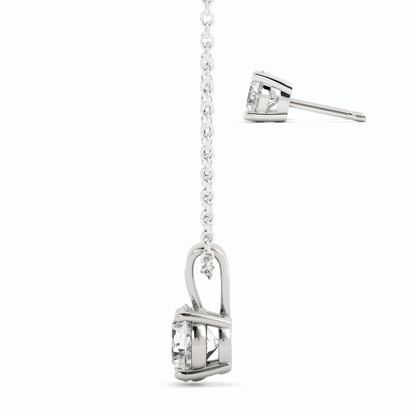 3CTW Moissanite Stud Earrings & Pendant Necklace Set in 14K White Gold Overlay