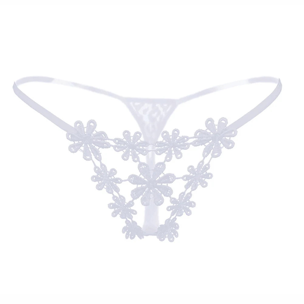 Ivory Bloom Strappy Lace Thong for Women