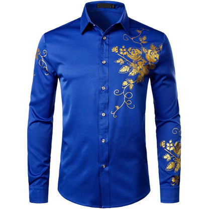 Trendy Casual Men’s Oversized Printed Long Sleeve Shirt