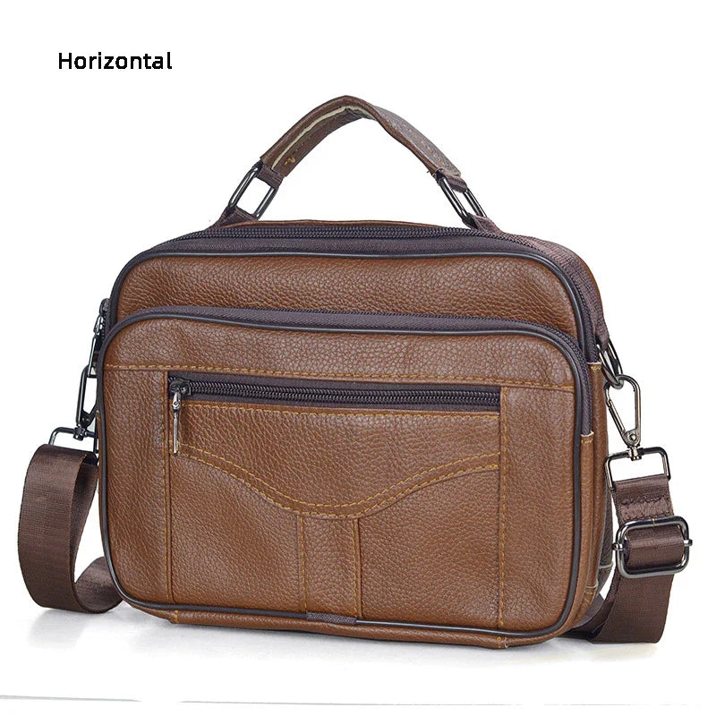 Genuine  Leather Messenger Bag for Business & iPad Tote