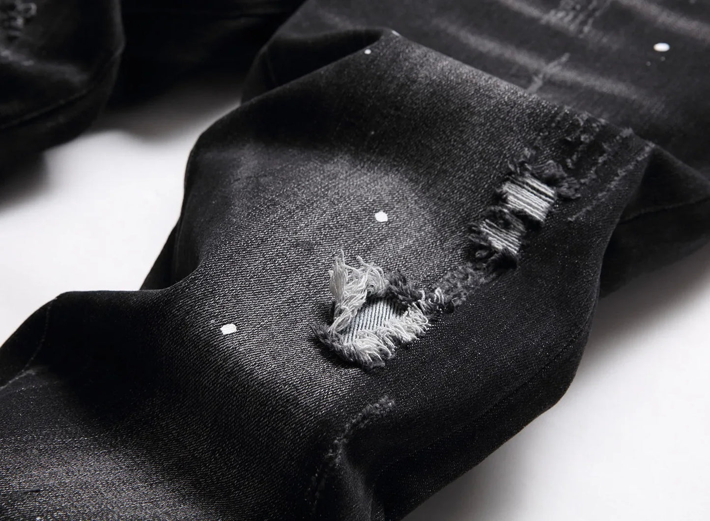 Zipper Splice & Pockets Men's High Waist Straight Denim Jeans