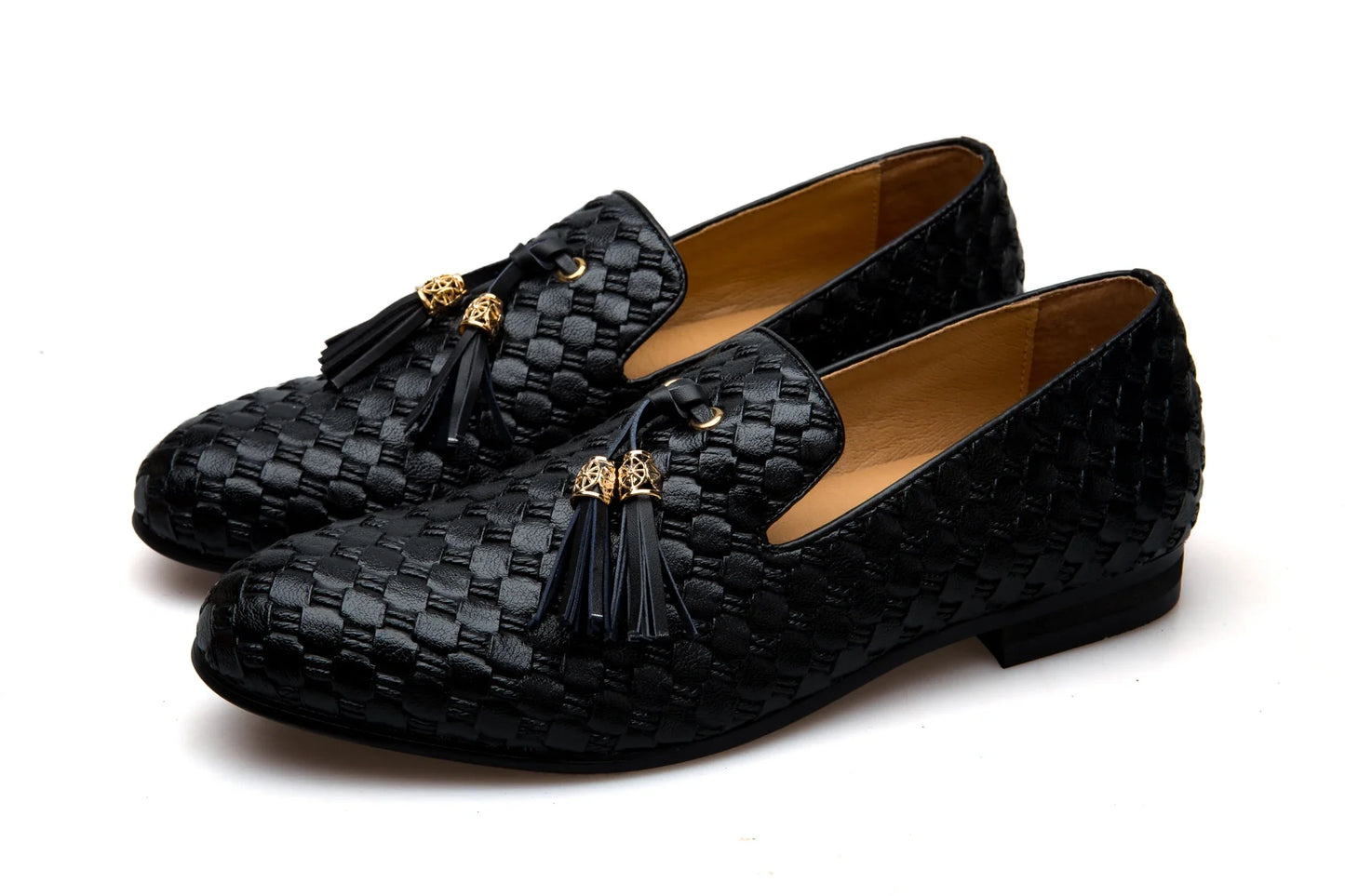 Men's Woven Leather Casual Tassel Loafers