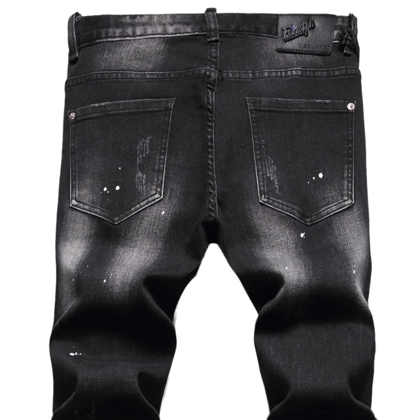 Zipper Splice & Pockets Men's High Waist Straight Denim Jeans