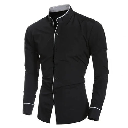 Stylish Autumn Meeting Wear Formal Contrast Color Men’s Shirt