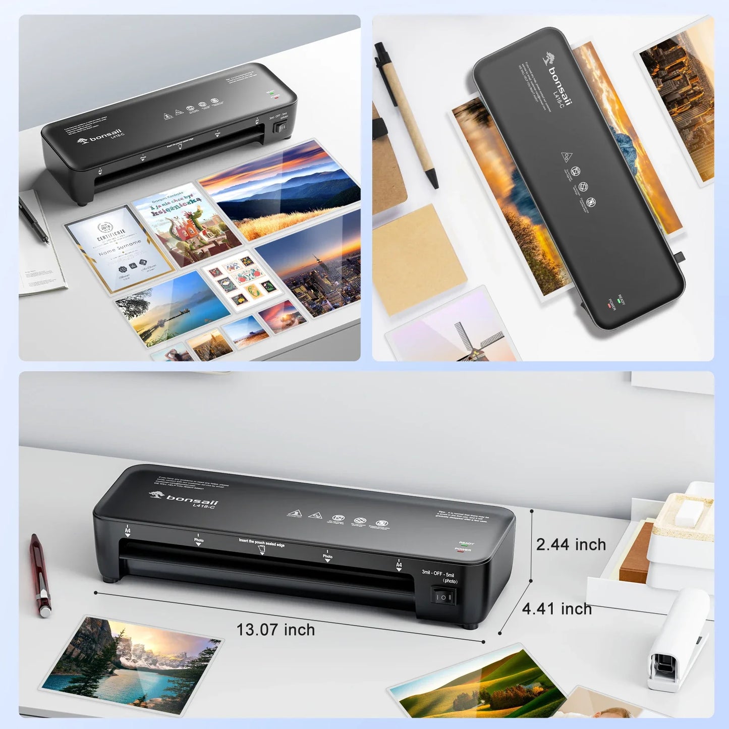Jam-Free, Easy Use for Home & Office Bonsaii 9" Thermal Laminator