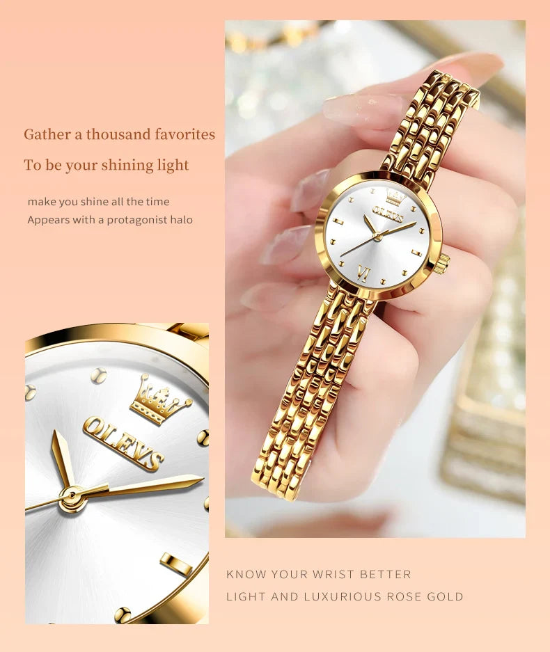 Elegant Waterproof Quartz Timepiece Luxury Gold Women's Watch